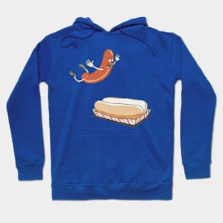 Hot Dog Jumping to a Bun Hoodie